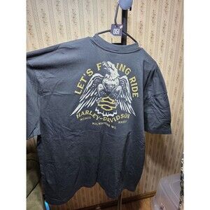 Harley Davidson T Shirt Mens 2XL Black Eagle Graphic Let’s Ride Milwaukee Logo